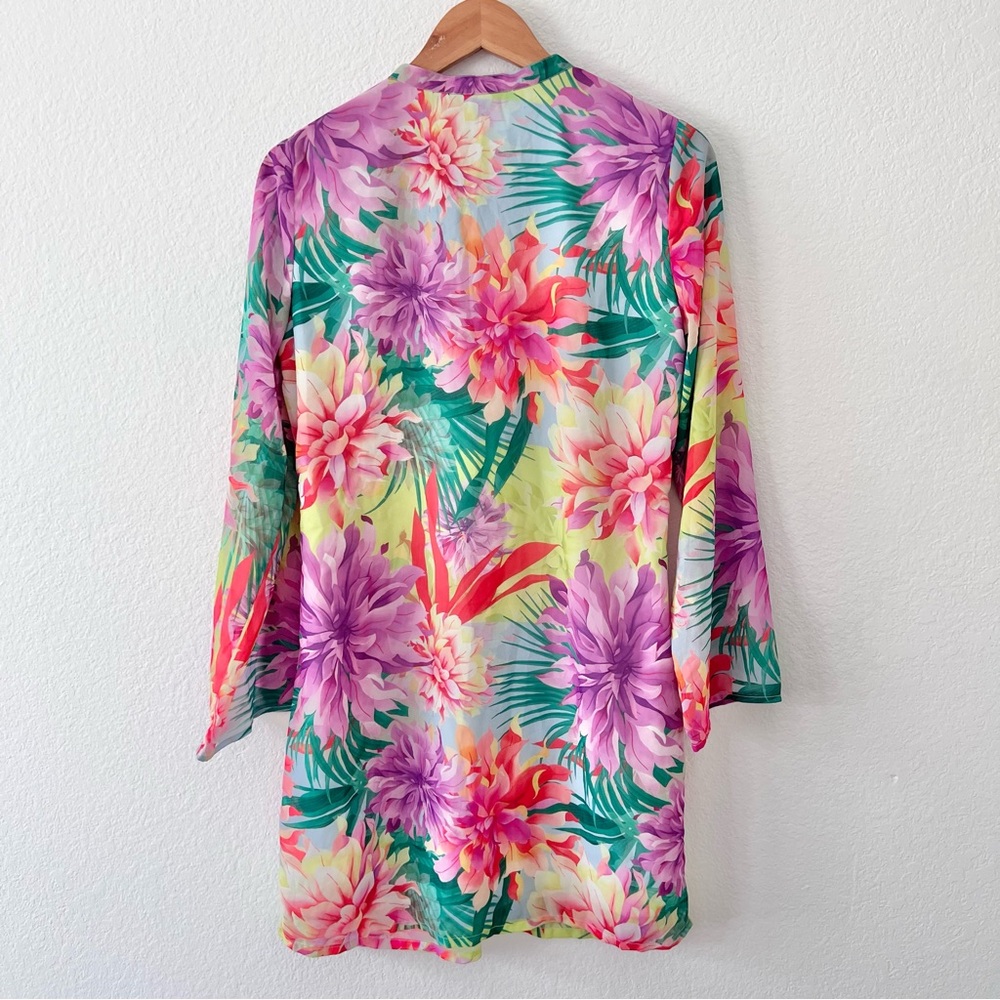 Boston Proper Tropical Floral Beaded Embellished Tunic Dress Sz M - Picture 6 of 6